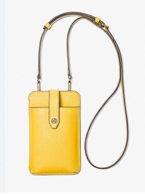 NWT Michael Kors Yellow Staffiano Leather Smartphone Crossbody